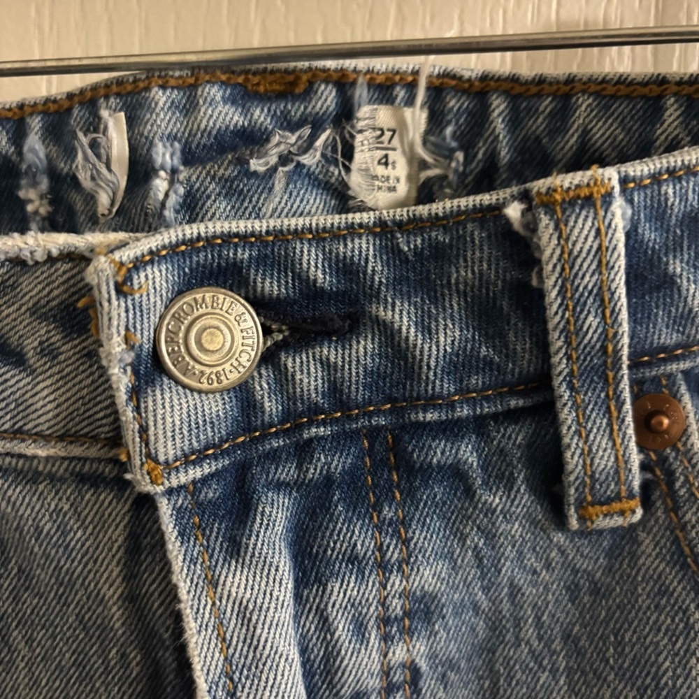 Abercrombie & Fitch Distressed Blue Straight Leg Jeans - Picture 2 of 3